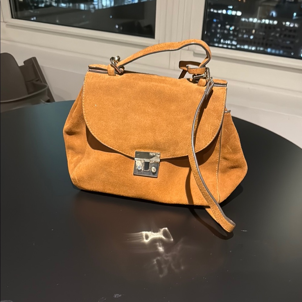 Elegant Tan Suede Handbag Zara